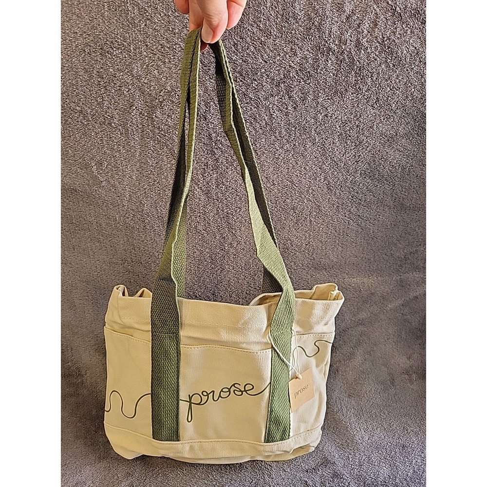 Prose Beauty Bag , Canvas Mini Tote Bag, 11" x 6" x 5" 100% Cotton